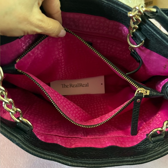 KATE SPADE Black Leather Shoulder Bag w Silver Turlock and Hardware - Picture 13 of 16